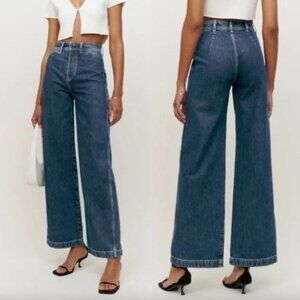 Reformation Logan High Rise Wide Leg Jeans in Caspian (NWT)